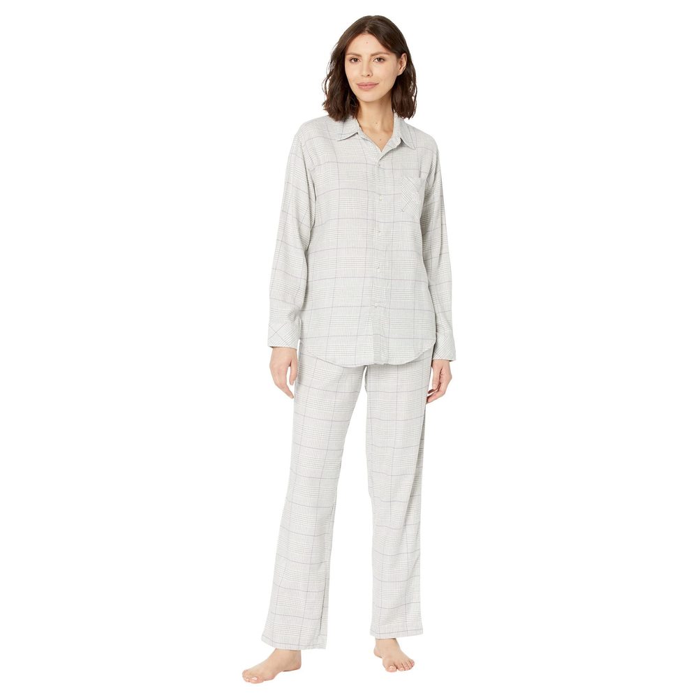 LAUREN Ralph Lauren Long Sleeve His Shirt Long Pants PJ Set Grey Plaid LG (US
